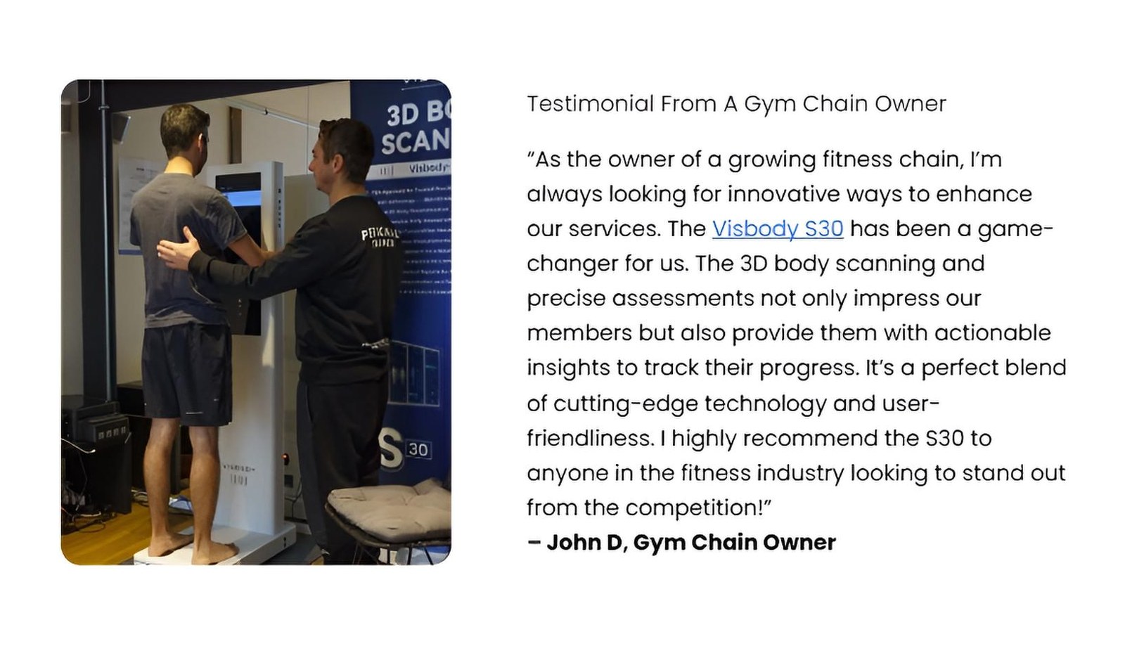 Testimonial from a gym chain owner - John D